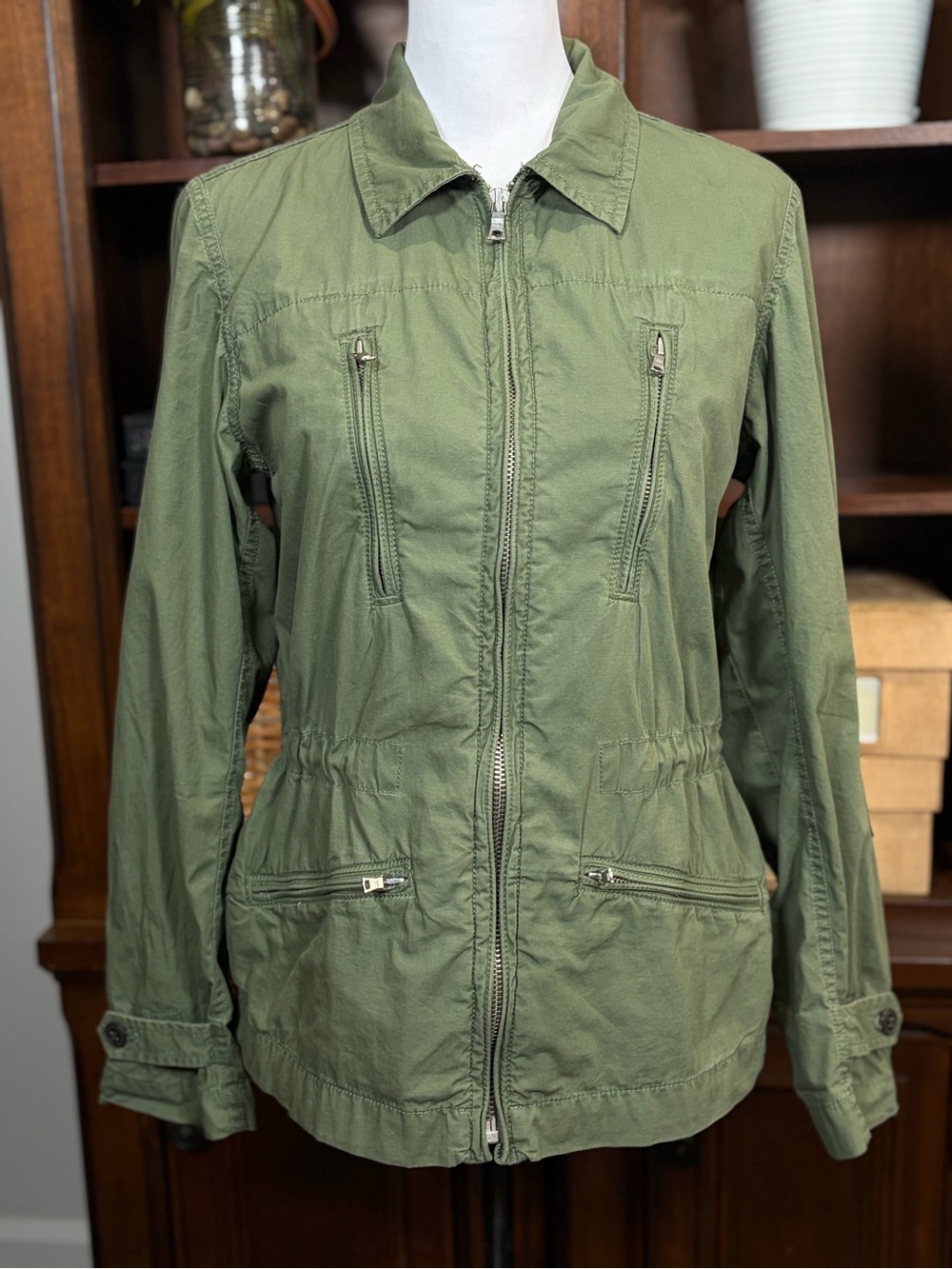 Gap Dusty Olive Green Utility Jacket Size S Full Zip Military Field Gorpcore